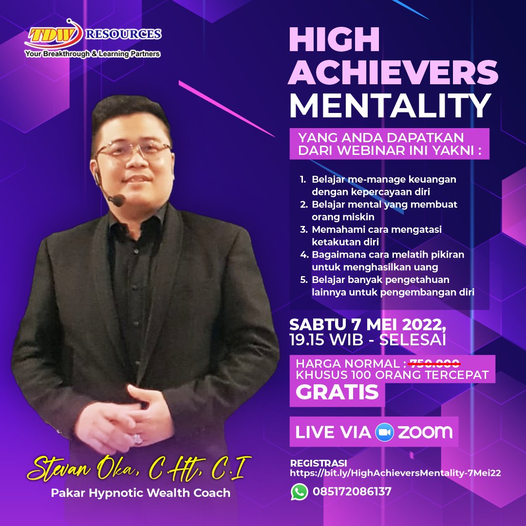 High Achievers Mentality TDW Resources Organizer Seminar Terbesar 